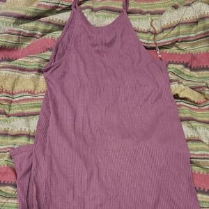 Purple Ribbed Halter Top